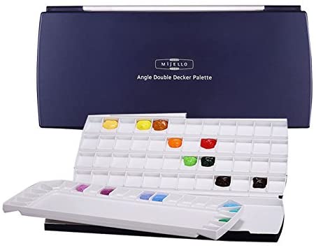 Mijello Watercolor Palette MWP-1772 Double Decker 72 Wells 370x180x30mm (14.56 x 7.08 x 1.18 inch)