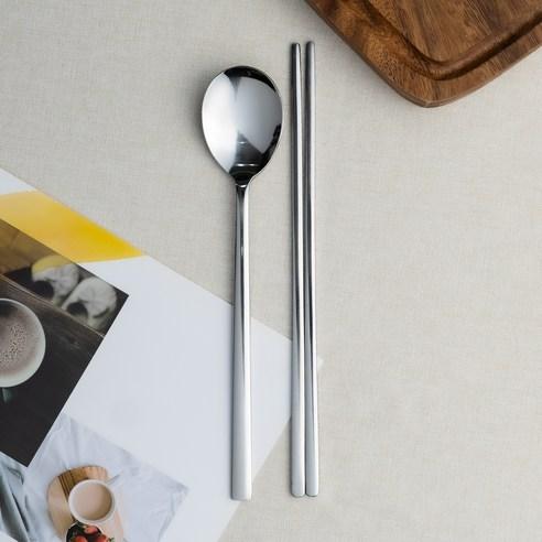 RAONNURI Simple 10 Pair Stainless Steel Chopsticks Spoon Set