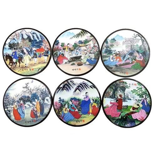 [Lavec] Korean Traditional Characters Coaster 6P Set, Korea Landscapes Painting