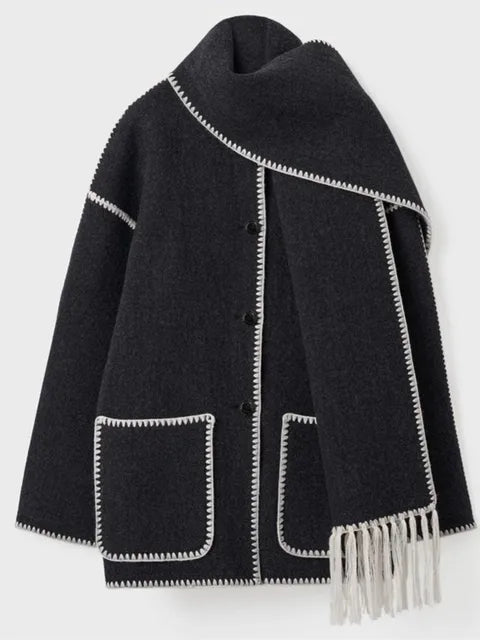 Splice Overcoat With Scarf