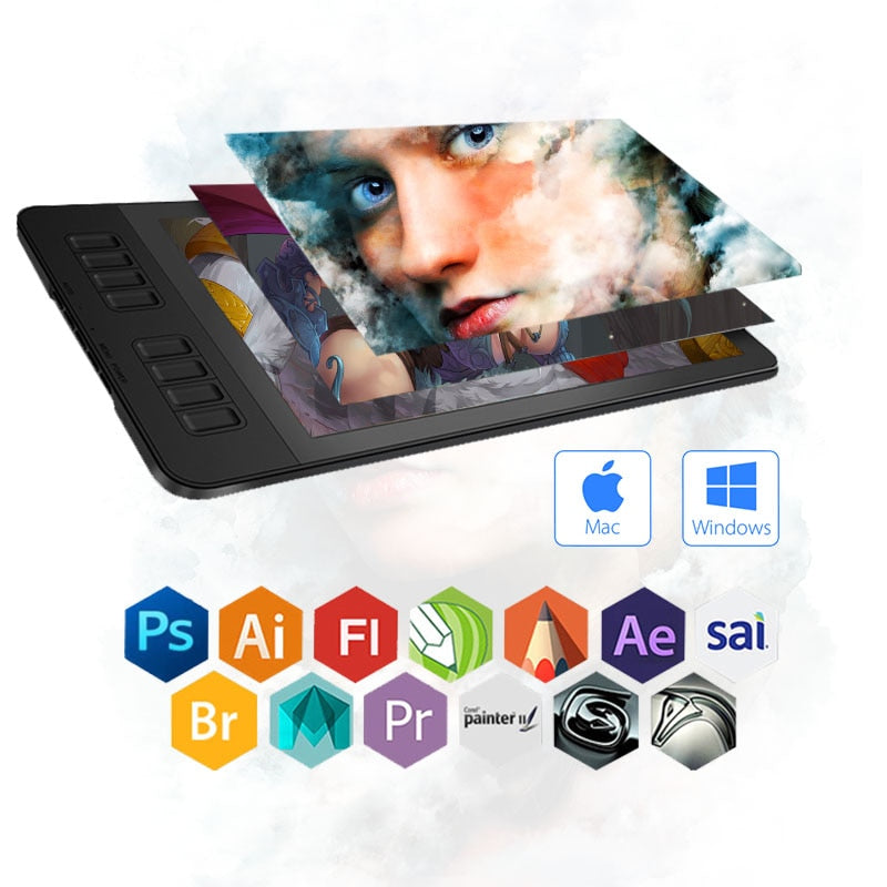 GAOMON PD1161 IPS HD Graphic Tablet Monitor With 8 Shortcut Key &amp; 8192 Level Stylus, Digital Pen Tablet with Screen for Painting