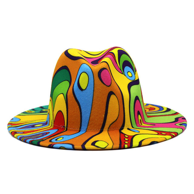 Cappello Fedora tie-dye con paesaggio naturale