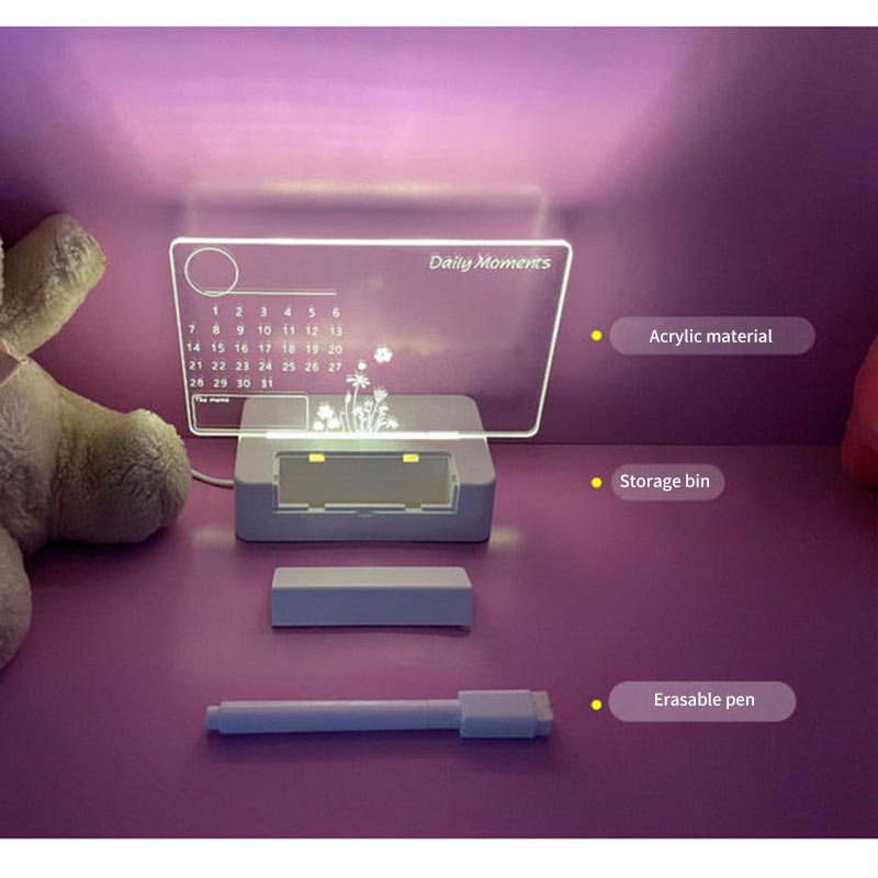 Tablero de notas con luz LED con bolígrafo, tablero de mensajes USB, luz nocturna, lámpara blanca acrílica creativa para dormitorio, niños, niñas, regalos para amigos 