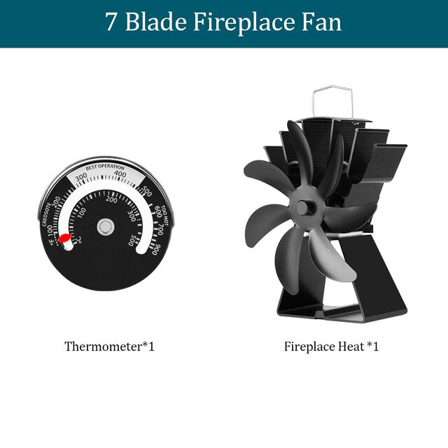 Ventilatore per camino nero con 6 pale ventilatore per stufa alimentato a caldo nessuna batteria o elettricità richiesta bruciatore a legna ventilatore ecologico silenzioso 