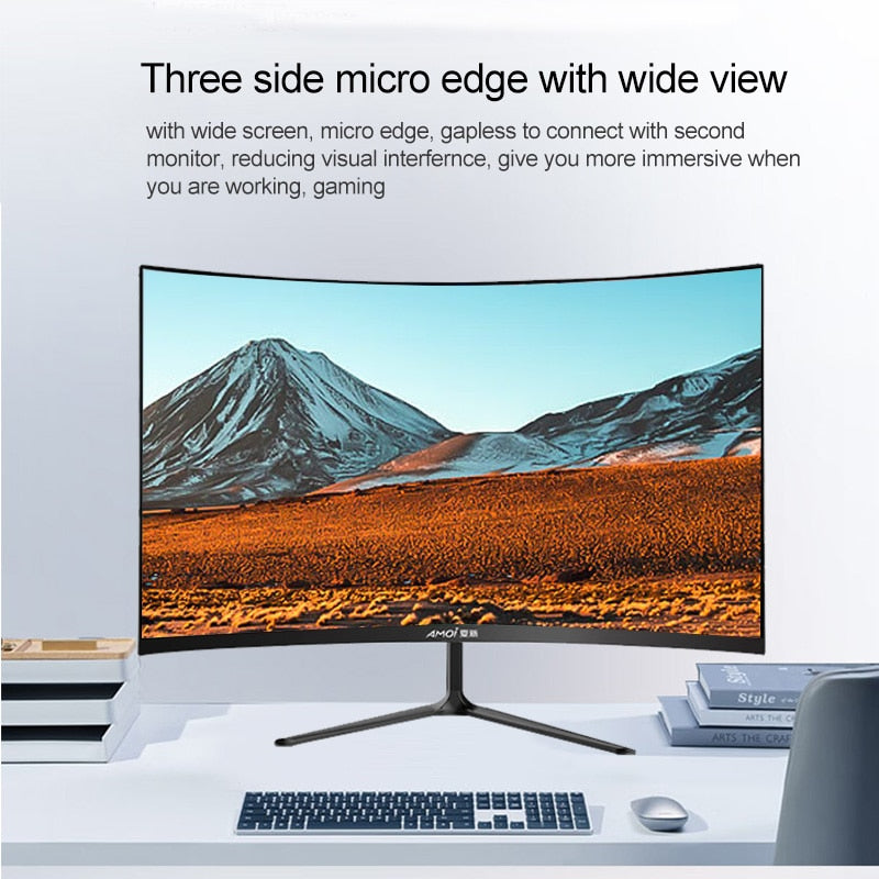 Amoi Computer monitor  24 inch curved 1080P full HD  75Hz  office game Desktop computer screen