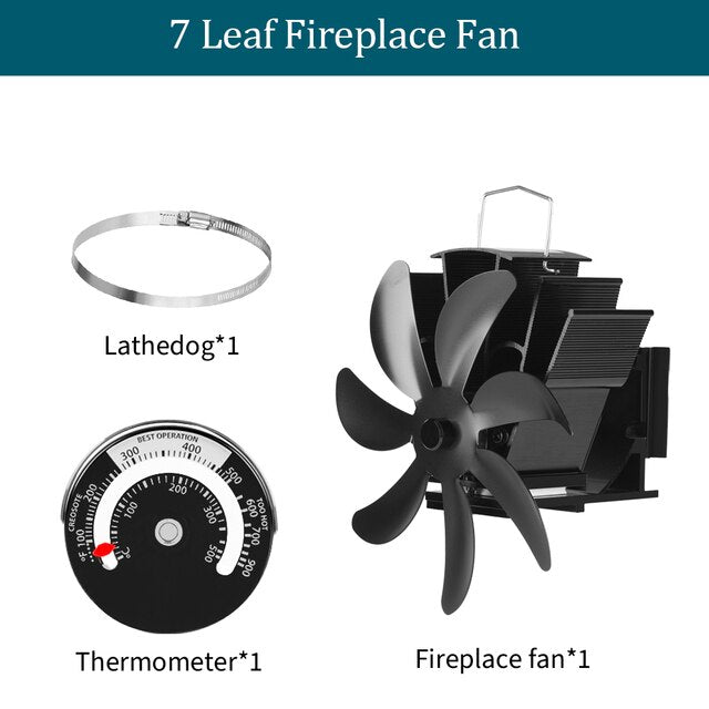 Ventilatore per camino nero con 6 pale ventilatore per stufa alimentato a caldo nessuna batteria o elettricità richiesta bruciatore a legna ventilatore ecologico silenzioso 