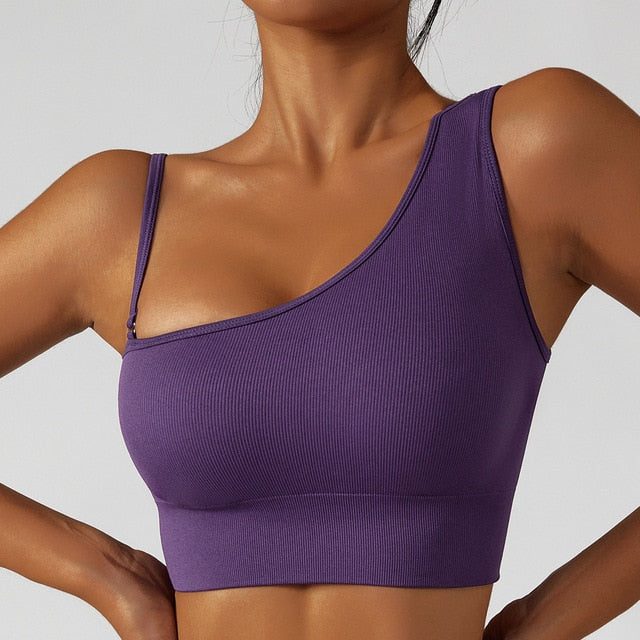 Top estivi sexy per vestiti da yoga con spalla obliqua