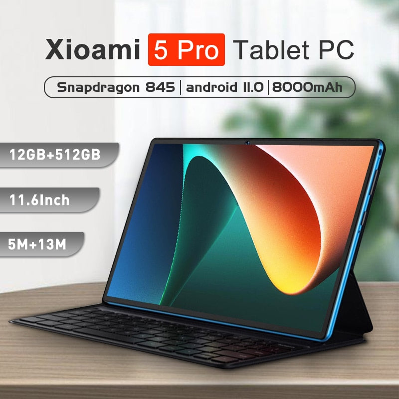 Tablet con Android 2022, versione Global, Pad 5 Pro, 12GB + 11,0 GB, Snapdragon 512, PC, scheda SIM Dual 5G o WIFI, HD, 4K, Mi, 845 