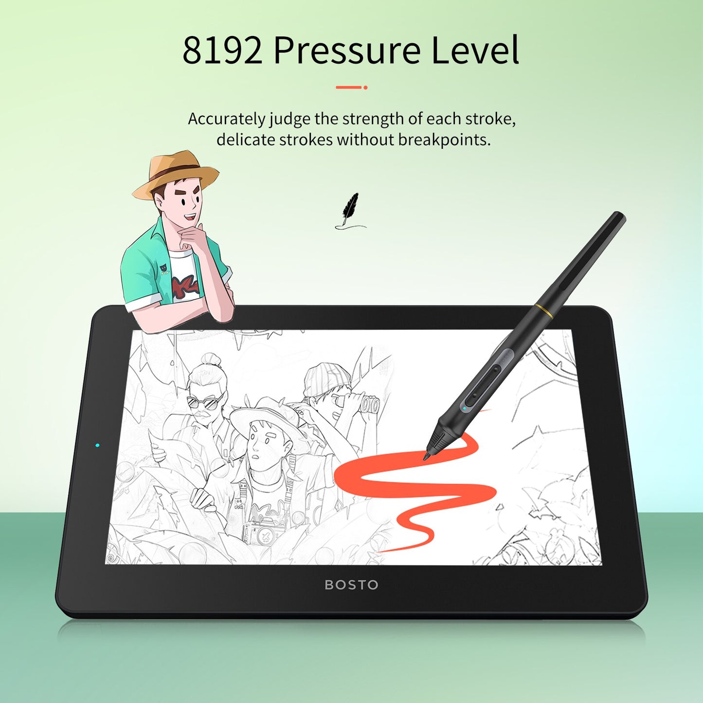 BOSTO 11.6 Inch Graphics Drawing Tablet BT-12HD/BT-12HDT Digital Tablet HD HIPS LCD 300PPS 1366*768 Display 8192 Pressure Level