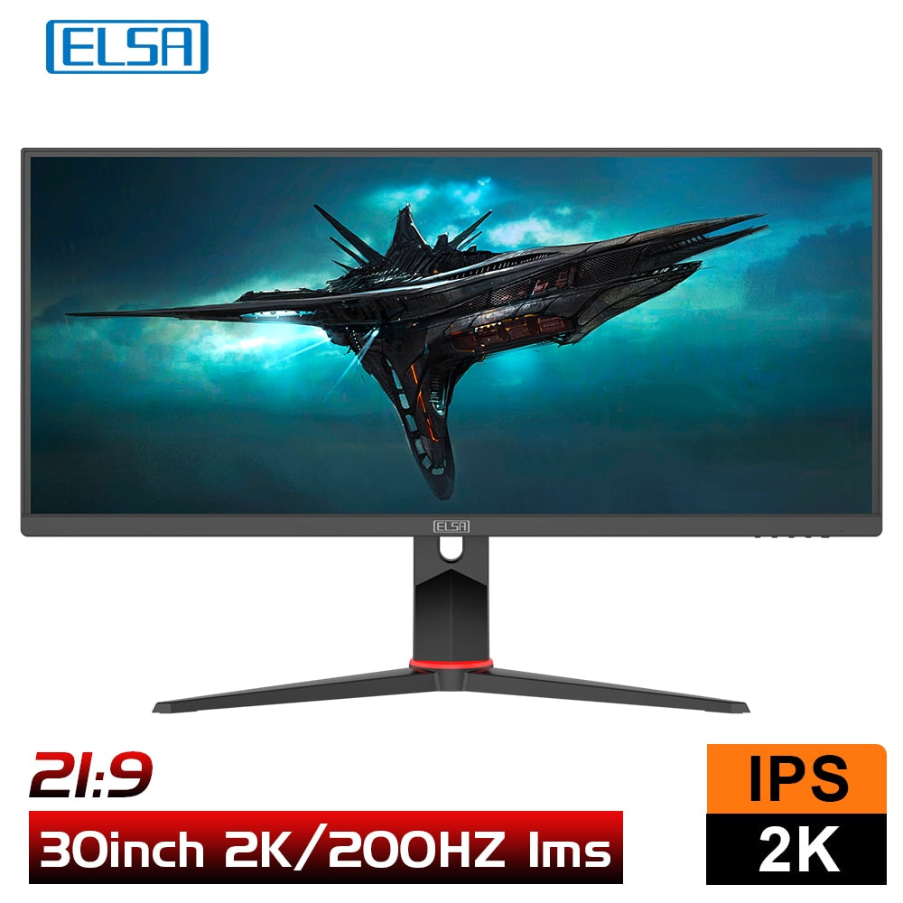 ELSA-Monitor de 30 pulgadas, tecnología IPS de 200 Hz, Monitor LCD para PC de escritorio, Monitor QHD, tableta para videojuegos, pantalla LED de 2560x1080 