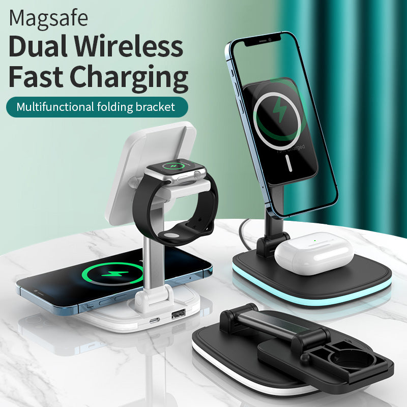 Caricabatterie wireless pieghevole magnetico 3 in 1