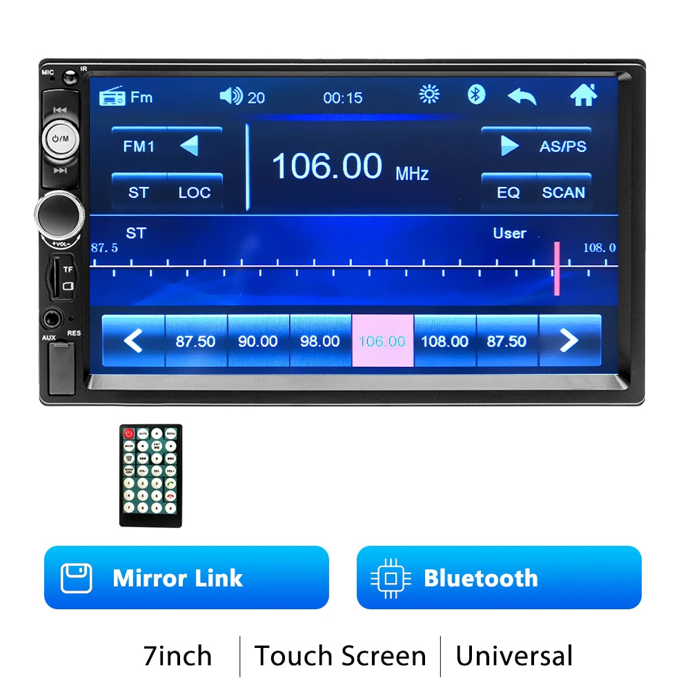Podofo 2 din Autoradio 7 "HD Autoradio Lettore multimediale 2DIN Touch Screen Auto audio Car Stereo MP5 Bluetooth USB TF FM Fotocamera 