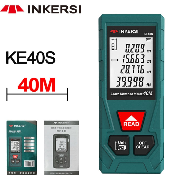 INKERSI Digital Laser Tape Measure 40M Laser Rangefinder Accurate Distance Meter Construction Roulette Trena Lazer Range Finder I Tesori Del Faro