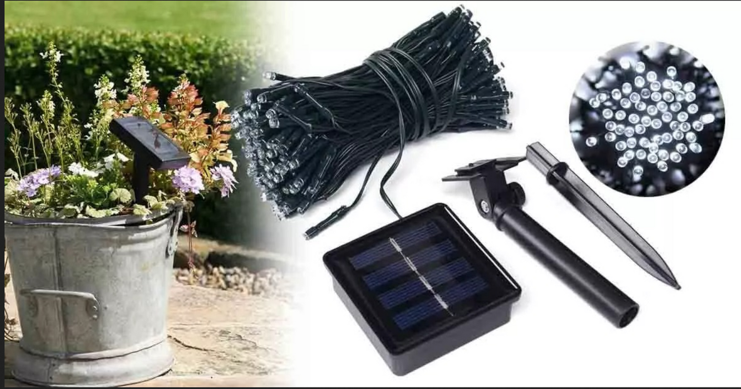 LED Strip Solar Panel 100 fili di luce solare da giardino a LED, colorat I Tesori Del Faro