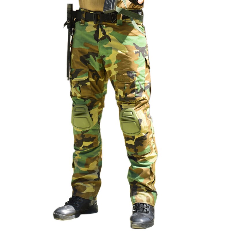 Multicam Camouflage Military Tactical Pants Army Pantaloni da trekking resistenti all'usura Paintball Combat Pant con ginocchiere Abiti da caccia