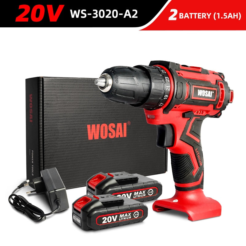 WOSAI 12V 16V 20V trapano a batteria elettrico mini driver di alimentazione wireless DC batteria agli ioni di litio 3/8 pollici 