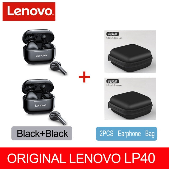 Nuevos auriculares originales Lenovo LP40 TWS inalámbricos Bluetooth auriculares estéreo duales reducción de ruido bajo Control táctil auriculares para juegos 