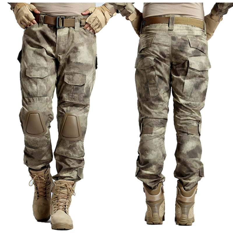 Multicam Camouflage Military Tactical Pants Army Pantaloni da trekking resistenti all'usura Paintball Combat Pant con ginocchiere Abiti da caccia