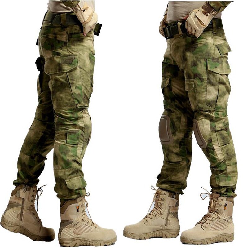 Multicam Camouflage Military Tactical Pants Army Pantaloni da trekking resistenti all'usura Paintball Combat Pant con ginocchiere Abiti da caccia