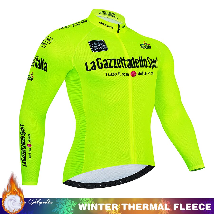 Tour de Italia Conjunto de ciclismo de invierno Polar térmico Ropa deportiva de manga larga Traje de camiseta de carreras para hombres Conjunto de pantalones con pechera Ropa de ciclismo 