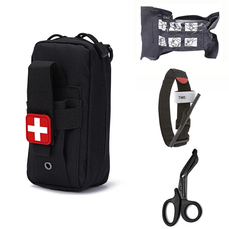 Tasca tattica Molle medica EDC Pouch EMT Fasciatura di emergenza Forbici per laccio emostatico Custodia IFAK Kit di pronto soccorso Borsa di sopravvivenza Pacchetto militare 