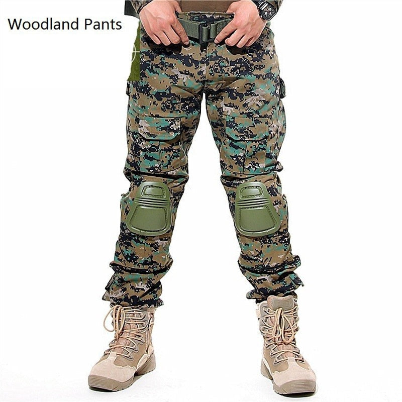 Multicam Camouflage Military Tactical Pants Army Pantaloni da trekking resistenti all'usura Paintball Combat Pant con ginocchiere Abiti da caccia