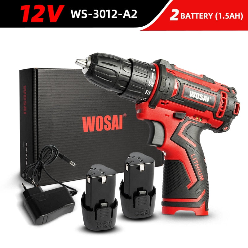 WOSAI 12V 16V 20V trapano a batteria elettrico mini driver di alimentazione wireless DC batteria agli ioni di litio 3/8 pollici 