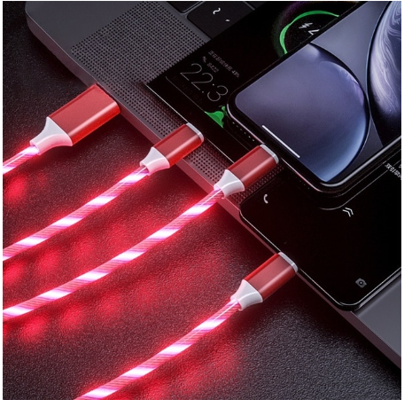 Tongdaytech 3 in 1 caricatore rapido USB colori fluenti LED bagliore cavo Usb ricarica rapida Carregador Portatil per iPhone Xiaomi Samsung I Tesori Del Faro
