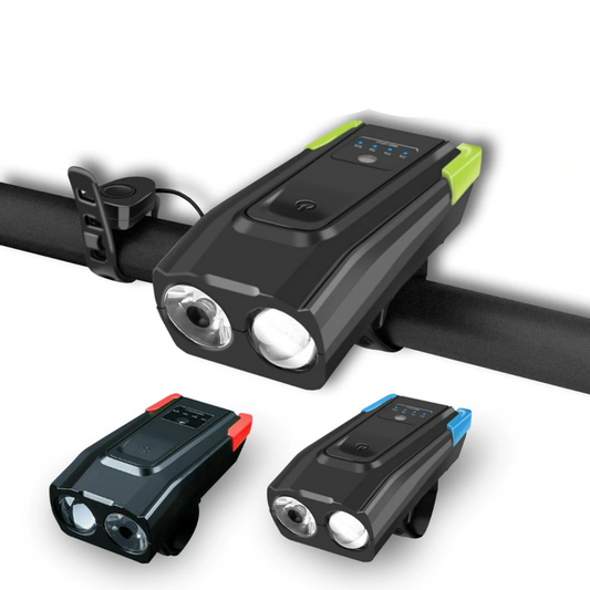 USB ricaricabile LED faro della bicicletta con clacson I Tesori Del Faro