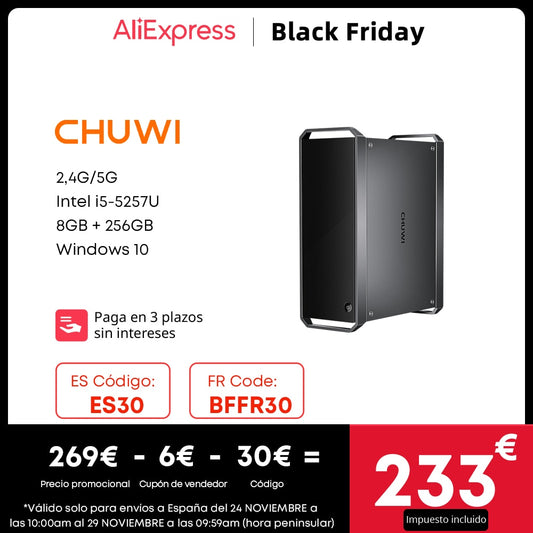 CHUWI CoreBox mini PC desktop da gioco Intel i5-5257U 8G RAM256G SSD Computer desktop Windows 10 WIFI integrato 