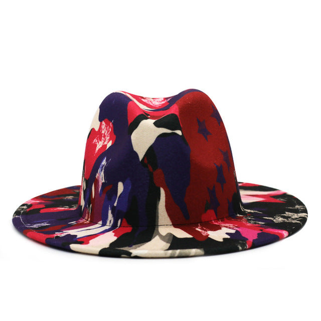 Cappello Fedora tie-dye con paesaggio naturale