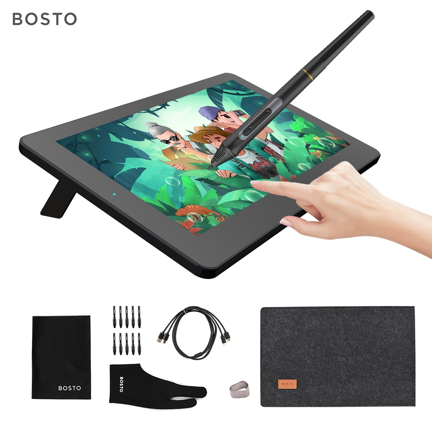 BOSTO 11.6 Inch Graphics Drawing Tablet BT-12HD/BT-12HDT Digital Tablet HD HIPS LCD 300PPS 1366*768 Display 8192 Pressure Level