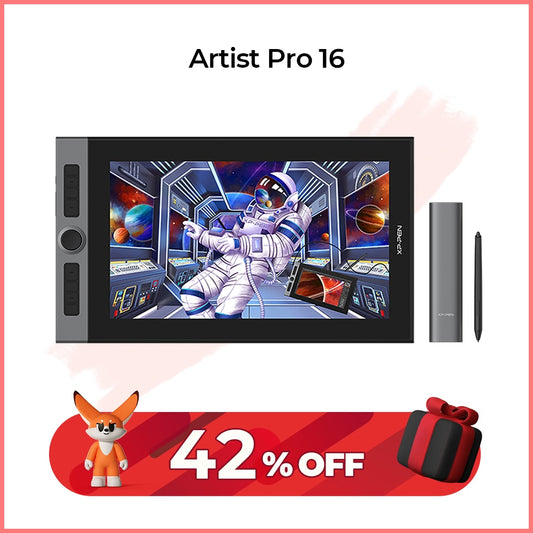 XPPen Artist Pro 16 tableta gráfica Monitor de dibujo 15,6 pulgadas 133% s RGB con diales X3 soporte de inclinación de Chip inteligente para Windows mac 