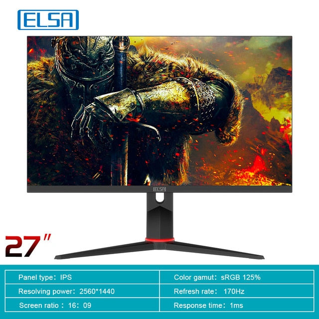 ELSA 27 Inch Monitor 2K 170Hz IPS PC Lcd Display QHD Lift Desktop Gaming Gamer Computer Screen Flat Panel HDMI2.1-compatible/DP